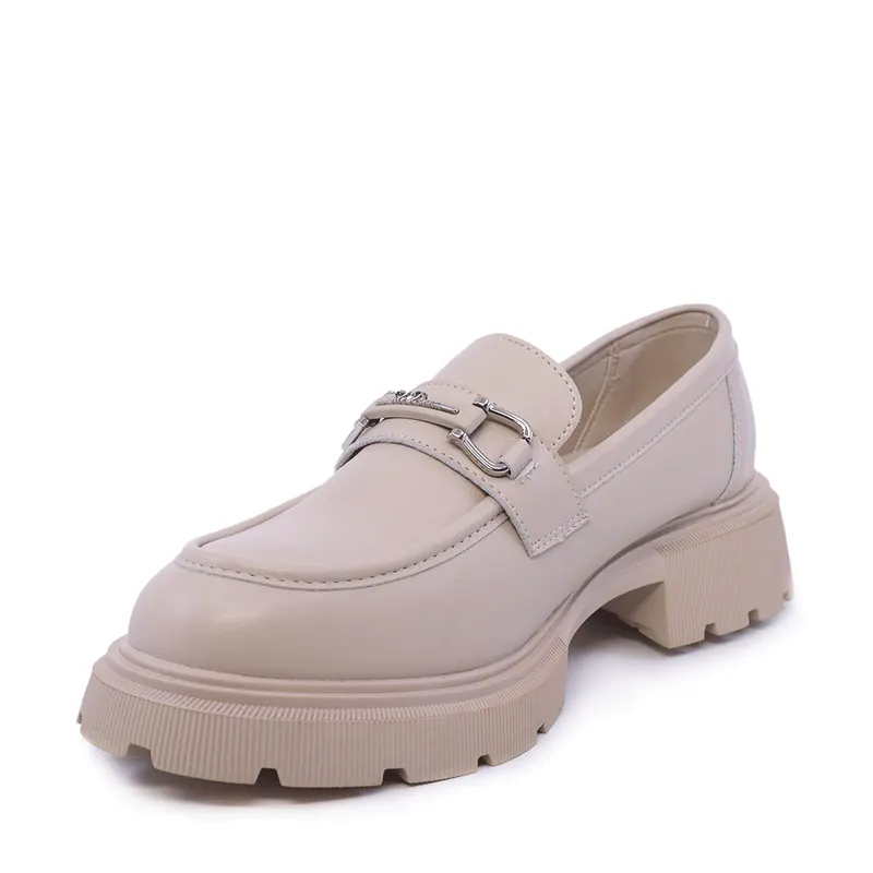 Pantofi tip loafer femei Solo Donna bej din piele 2541DP9576BE — imaginea 2