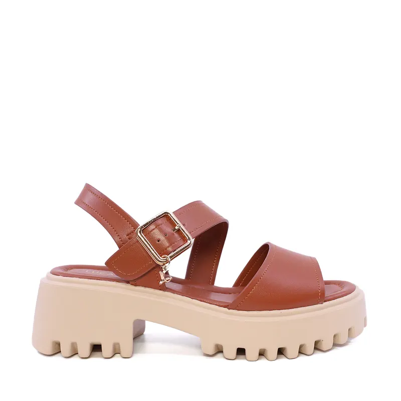 Sandale chunky femei Luca di Gioia cognac din piele 1299DS1621CO