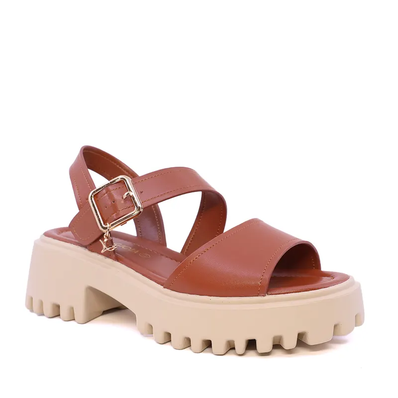 Sandale chunky femei Luca di Gioia cognac din piele 1299DS1621CO — imaginea 2