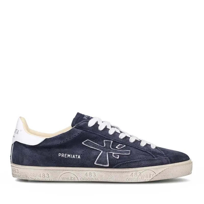 Sneakers bărbați Premiata Steven bleumarin din piele întoarsă 1691BP6643BL