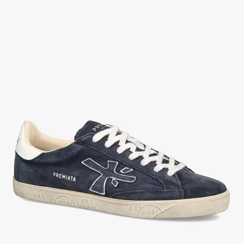 Sneakers bărbați Premiata Steven bleumarin din piele întoarsă 1691BP6643BL — imaginea 2