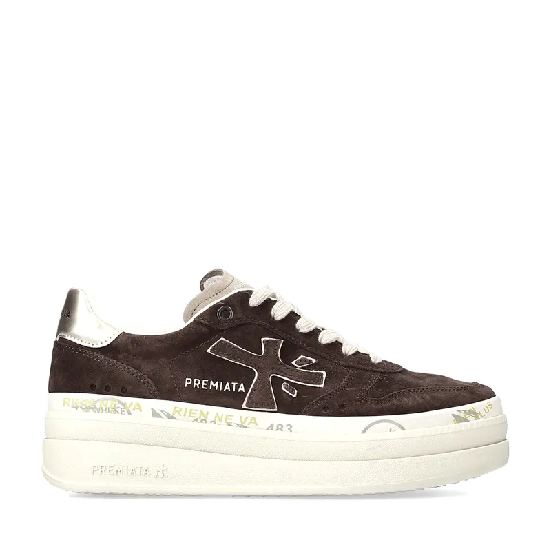 Sneakers femei Premiata Micol maro din piele întoarsă 1692dp7894vm