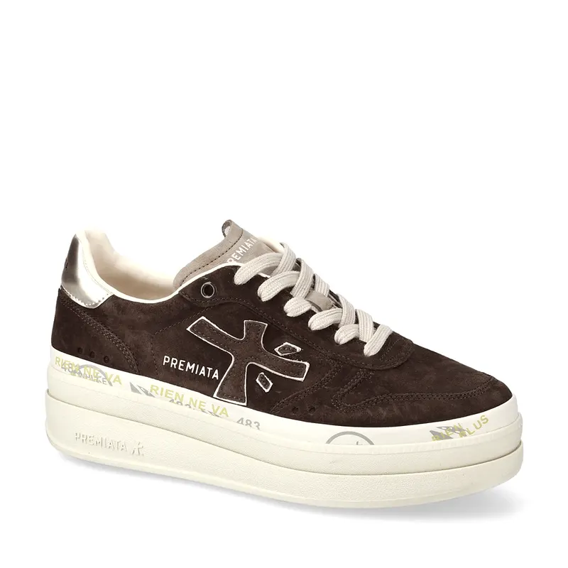 Sneakers femei Premiata Micol maro din piele întoarsă 1692dp7894vm — imaginea 2