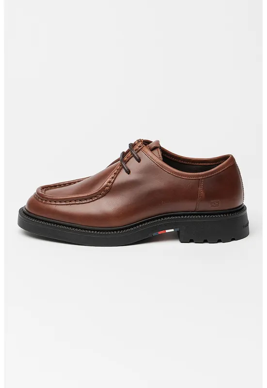 Pantofi din piele cu logo discret - Caramel