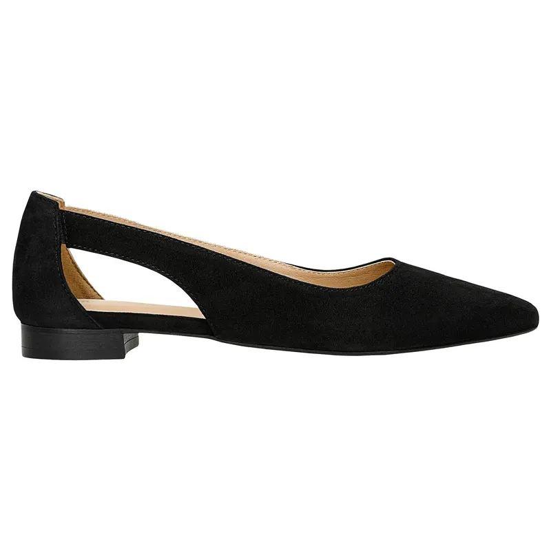 Pantofi stiletto negri cu decupaje și vârf ascuțit damă