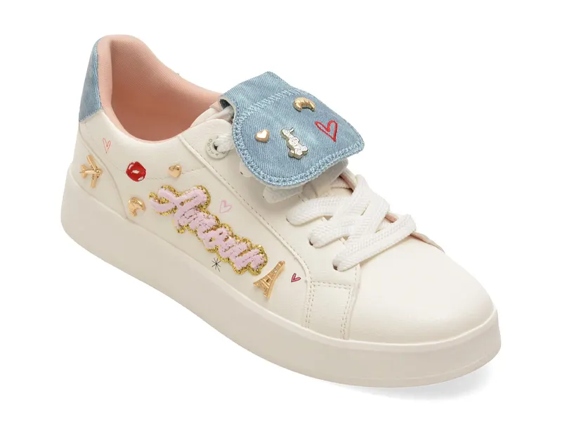 Pantofi sport albi, FRENCHIE 107, din piele ecologica