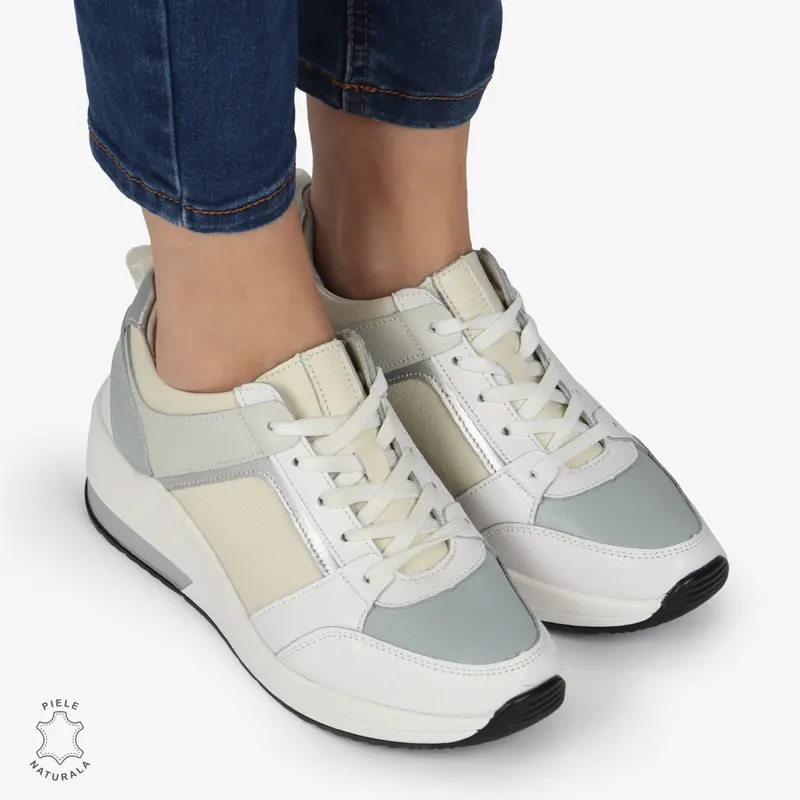 Pantofi Casual dama din Piele naturala CRL1333 ALBASTRU