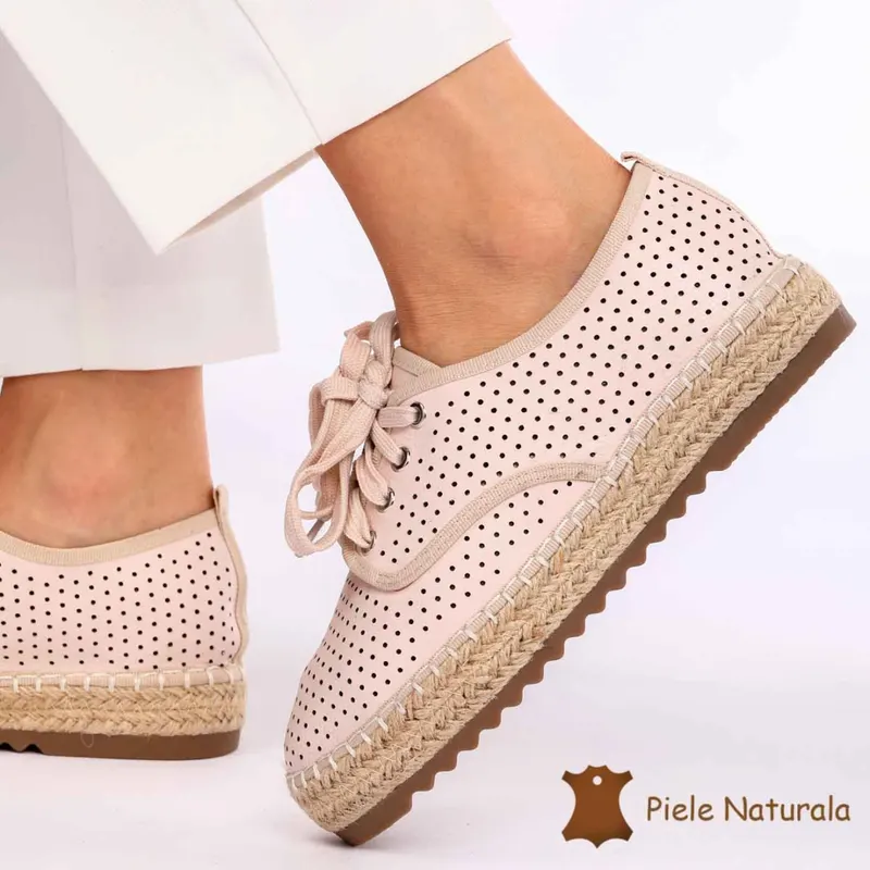 Pantofi casual dama din Piele naturală CRL0153 ROZ