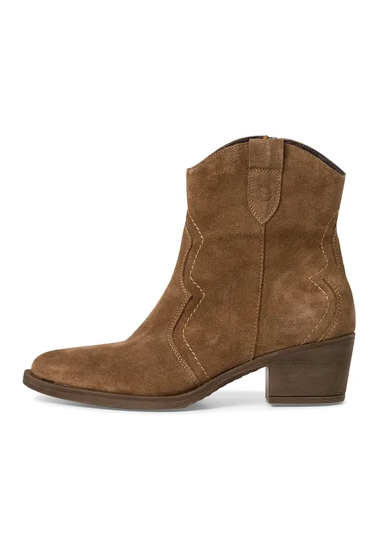 Botine cowboy cu fermoar - Caramel