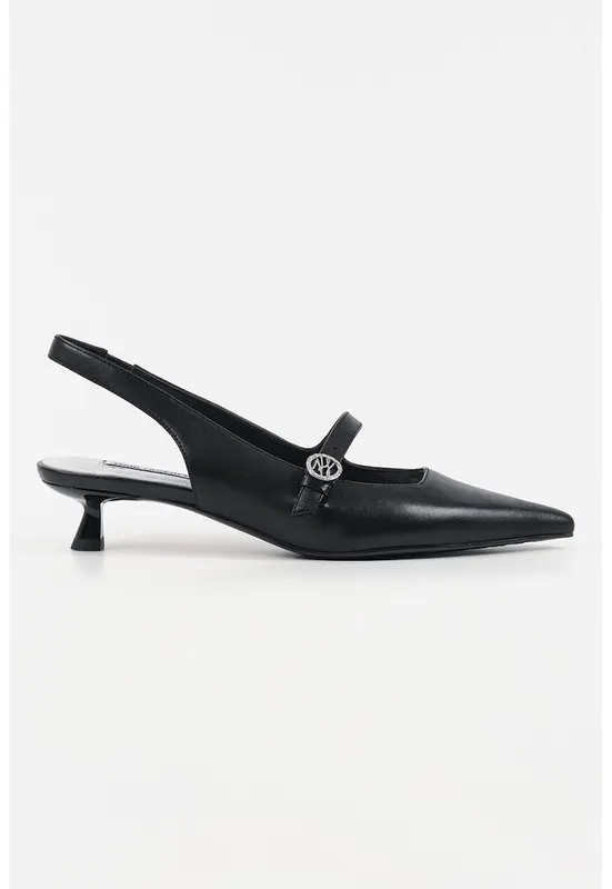 Pantofi din piele cu varf ascutit - Negru