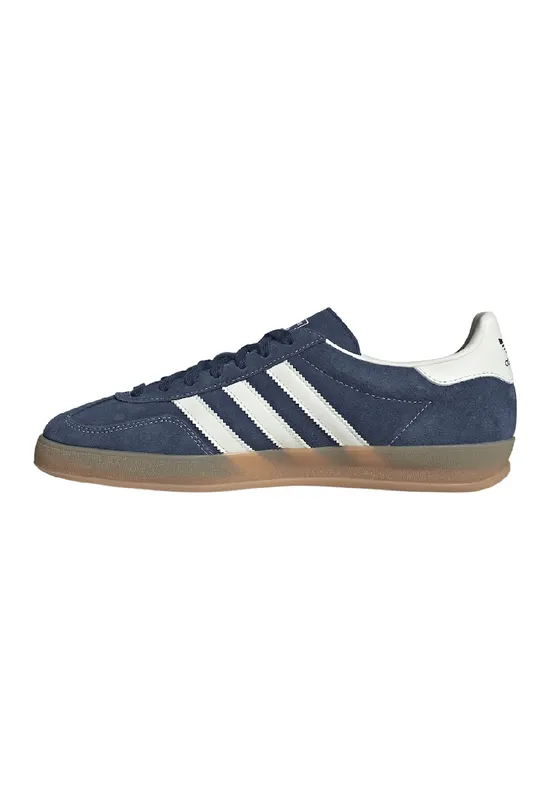 Pantofi sport din piele cu garnituri din material sintetic Gazelle Indoor - Albastru inchis/Alb murdar