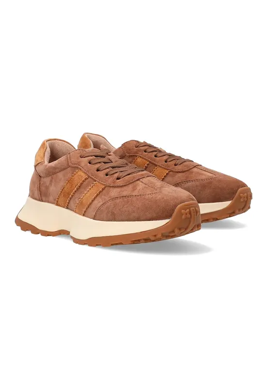 Pantofi sport din piele intoarsa cu insertii contrastante