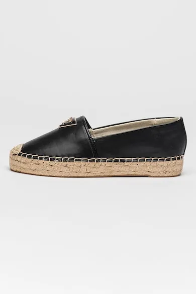 Pantofi loafer din piele ecologica cu logo - Negru