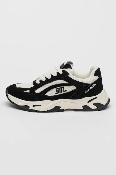 Pantofi sport cu piele intoarsa Sneak Peak-E - Alb/Negru