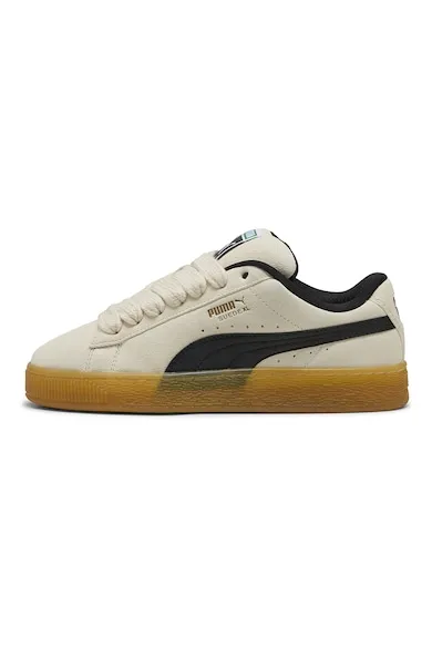 Pantofi sport low cut unisex din piele intoarsa XL - Negru/Bej deschis