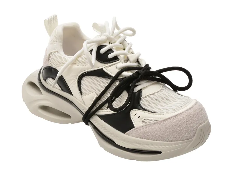 Pantofi sport alb-negru, 109, din material textil