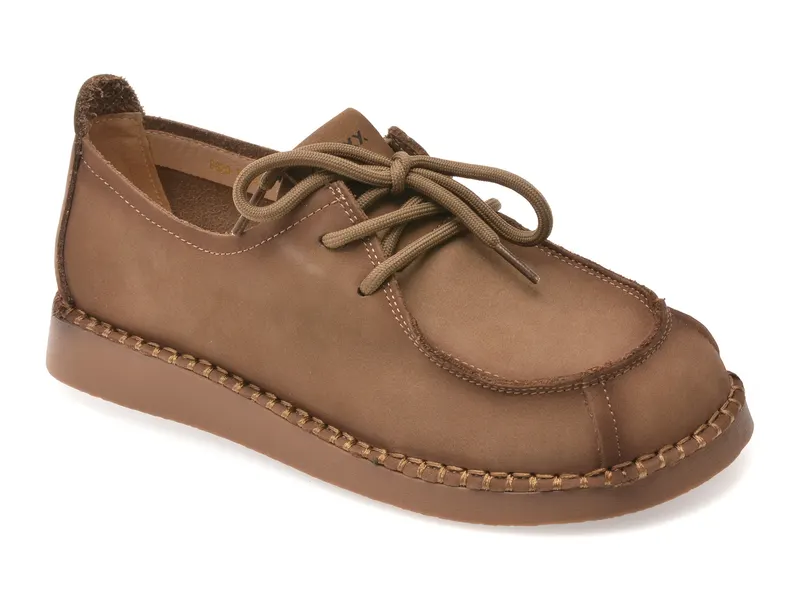 Pantofi gri, 8820, din nabuc