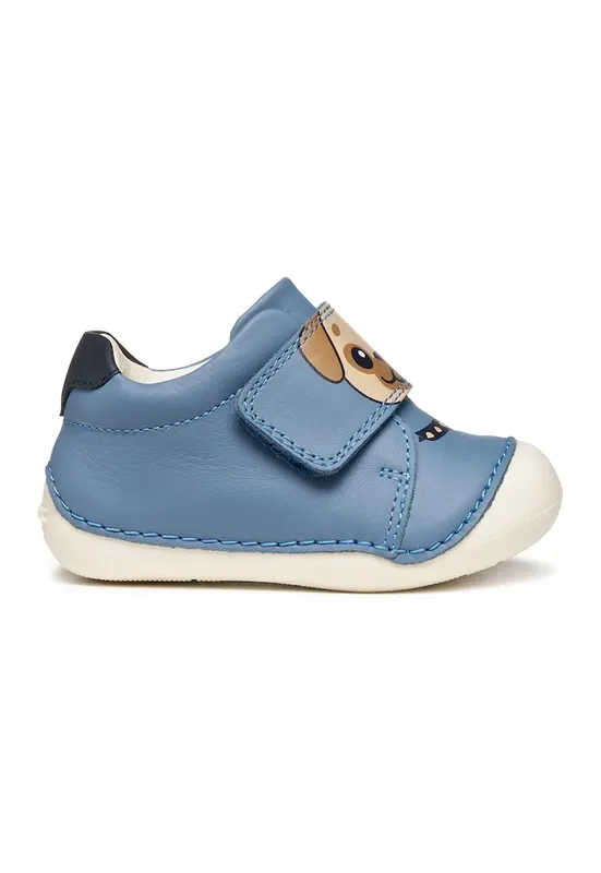 Pantofi sport Tutim de piele cu inchidere velcro - Albastru prafuit/Bej