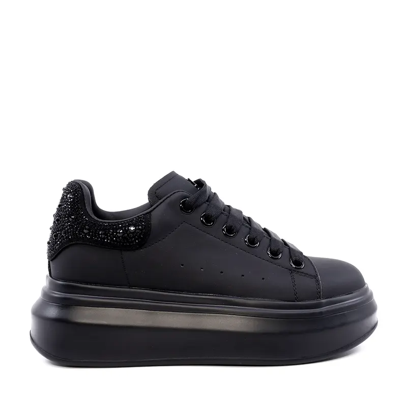 Sneaker femei Enzo Bertini negri din piele cu ștrasuri 3862dp262n