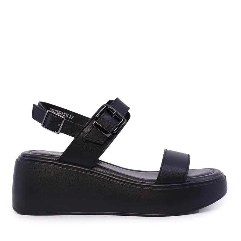 Sandale cu platformă femei negre din piele 1991DS0330N