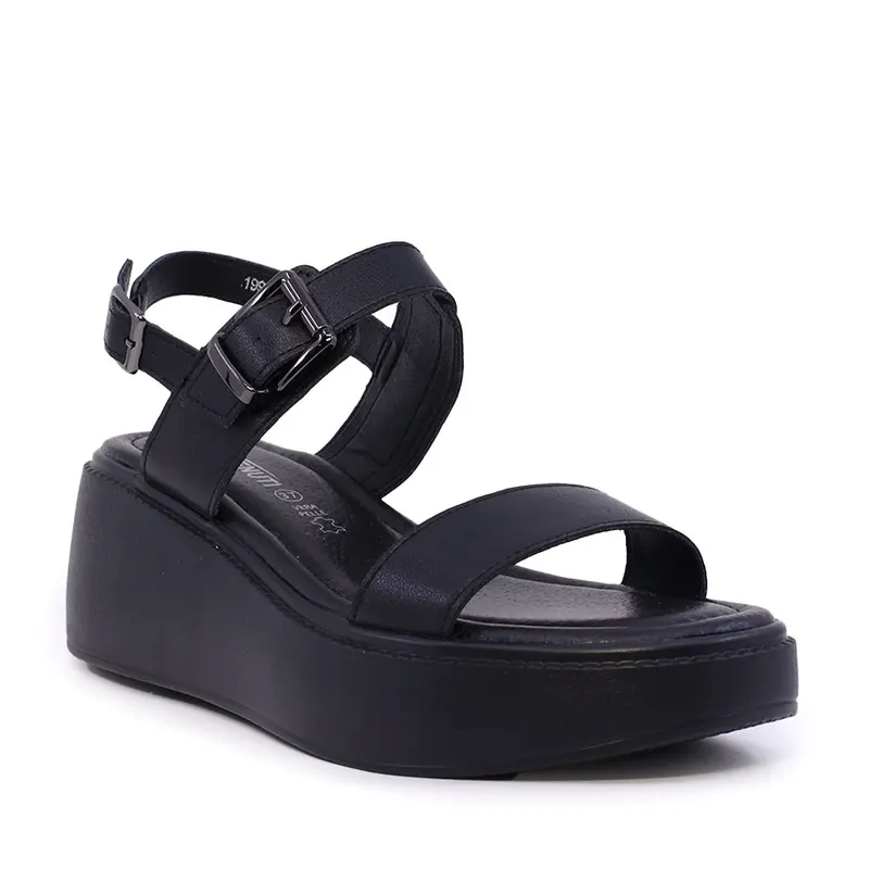 Sandale cu platformă femei negre din piele 1991DS0330N — imaginea 2
