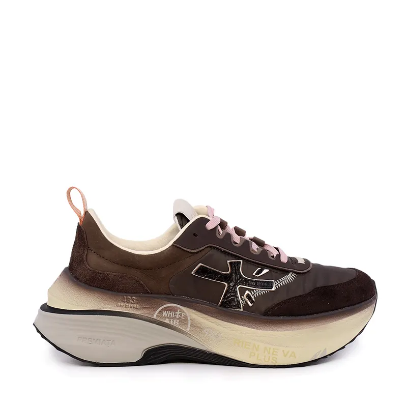 Sneakers femei Premiata Hill animal maro din piele și textil 1692dp7896m