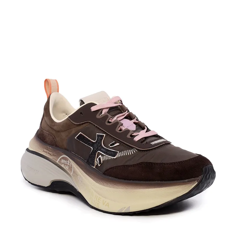 Sneakers femei Premiata Hill animal maro din piele și textil 1692dp7896m — imaginea 2