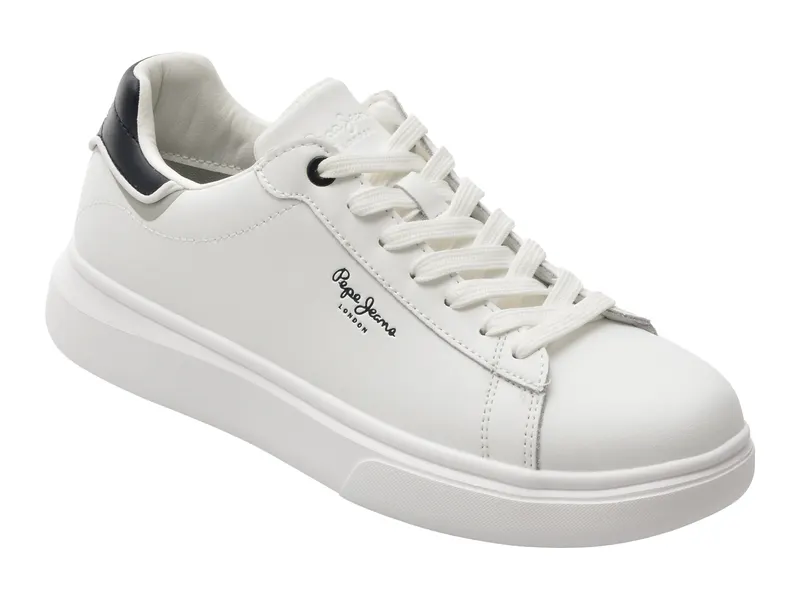 Pantofi sport PEPE JEANS albi, MS0044, din piele naturala