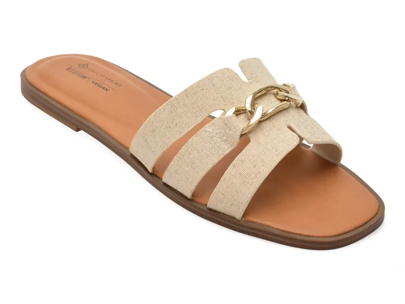 Papuci CALL IT SPRING bej, SERINNA 101, din material textil