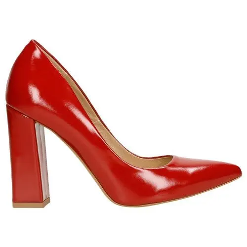 Pantofi stiletto roșii înalți cu toc damă
