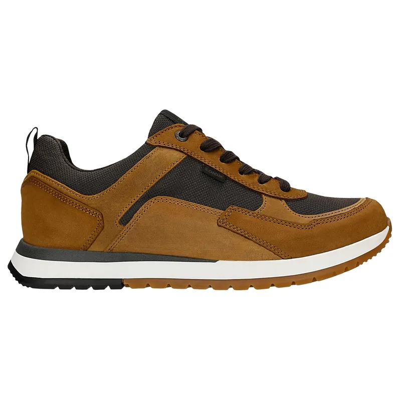 Sneakers bărbați maro cu panouri din piele în contrast