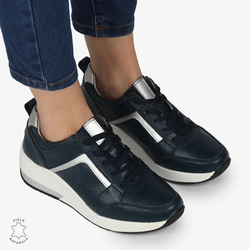 Pantofi Casual dama din Piele naturala CRL1333 NAVY