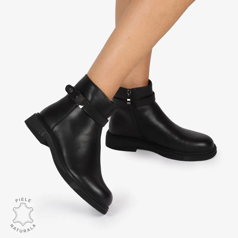 GHETE DAMA PIELE NATURALA Inchidere fermoar Catarama CRL1254 NEGRU