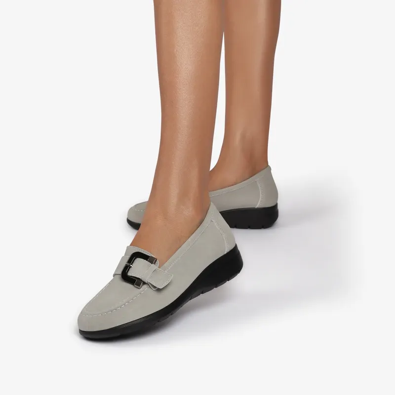 Mocasini dama din Piele Naturala CRL0844 GRI