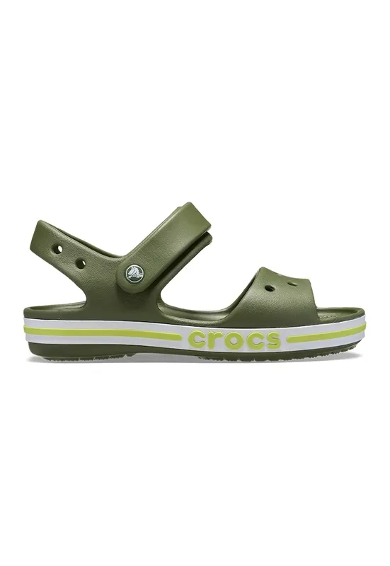 Sandale cu velcro si logo - Kaki