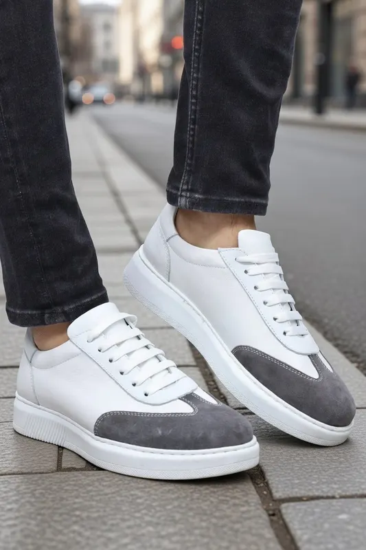 Pantofi Sport din Piele Naturala Albi - IGO WHITE