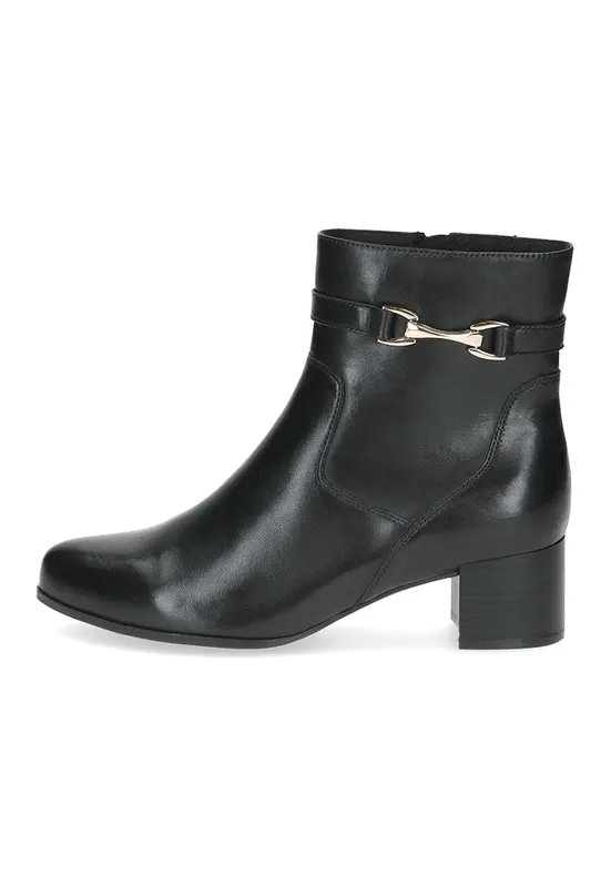 Botine din piele cu detaliu metalic - Negru