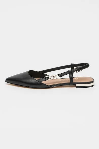 Pantofi de piele cu varf ascutit - Negru
