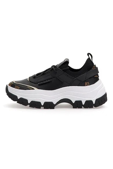 Pantofi sport de piele ecologica cu aspect masiv - Negru/Maro