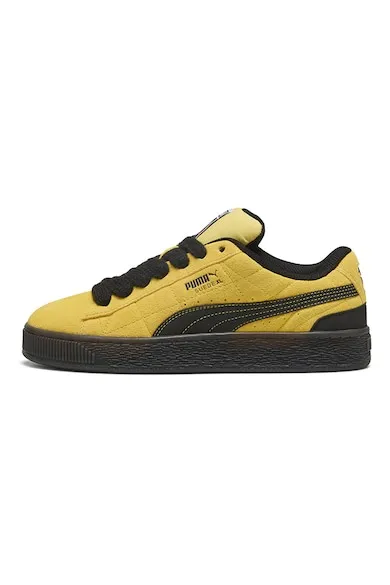 Pantofi sport din piele intoarsa cu detalii contrastante - Negru/Galben