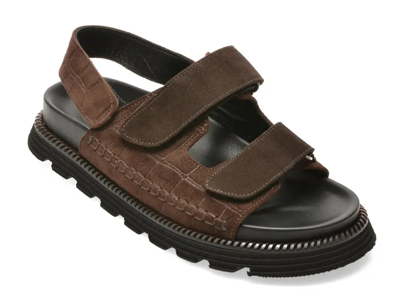 Sandale maro, 428933, din piele intoarsa