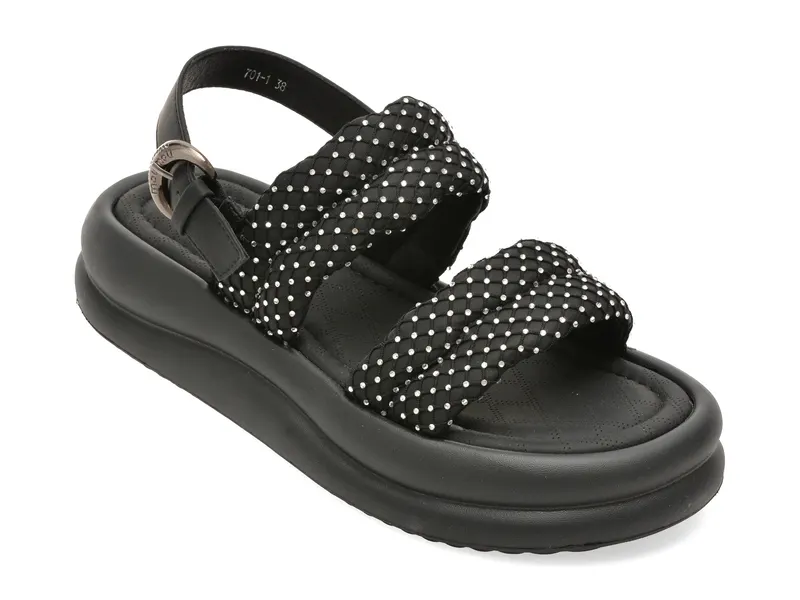 Sandale negre, 701, din piele ecologica