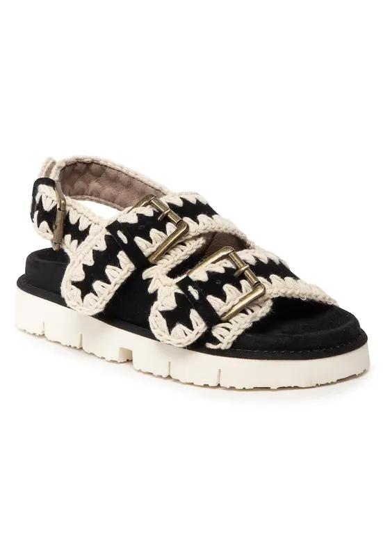 Sandale dama - SW461003A - Piele naturala - 38 EU - Alb/Negru - Negru/Bej