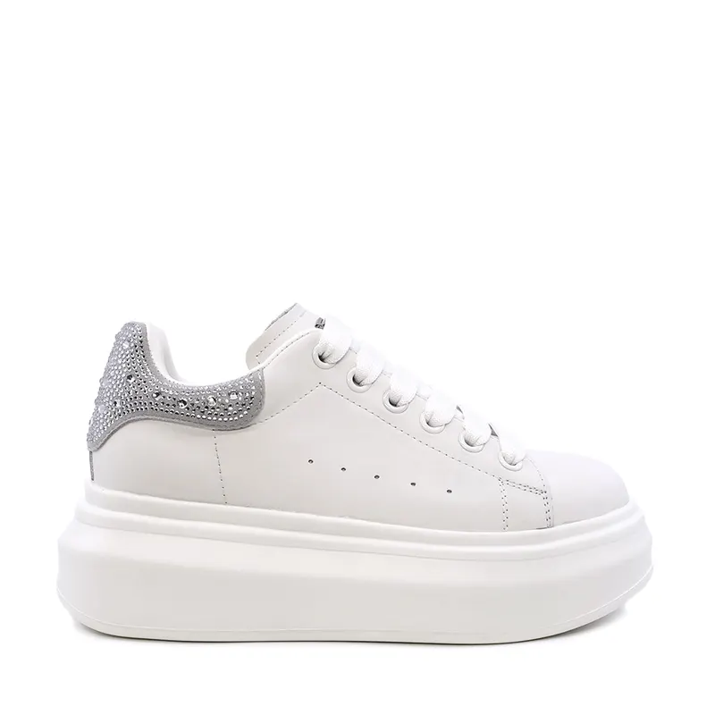 Sneaker femei Enzo Bertini albi din piele cu ștrasuri 3862dp262a