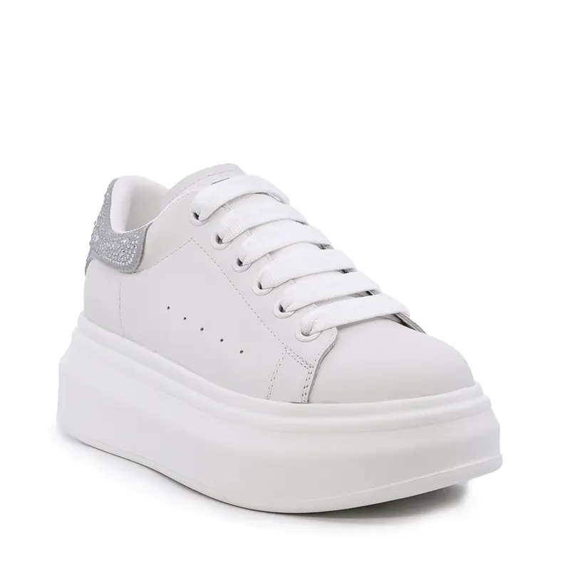 Sneaker femei Enzo Bertini albi din piele cu ștrasuri 3862dp262a — imaginea 2