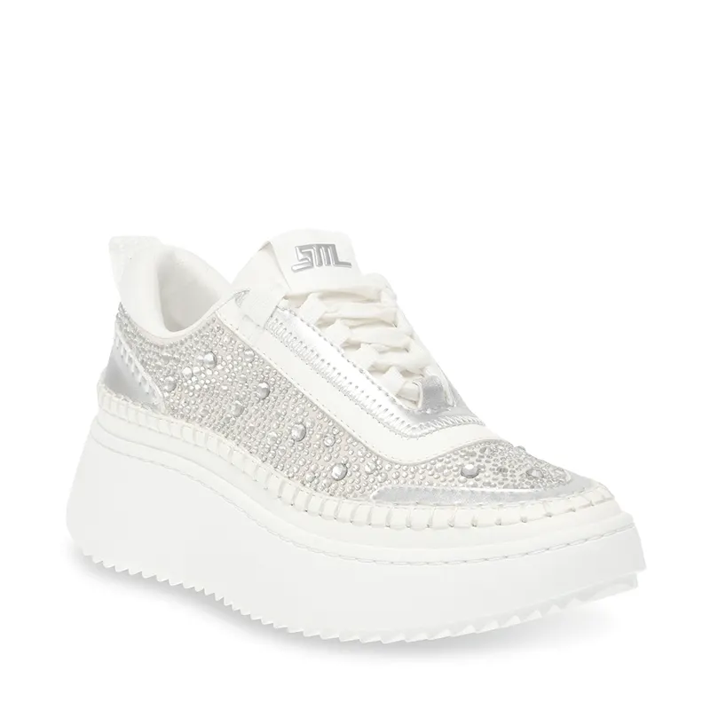 Sneakers femei Steve Madden albi din material sintetic cu ștrasuri 1467DPDOUBLETAK-RGR — imaginea 2