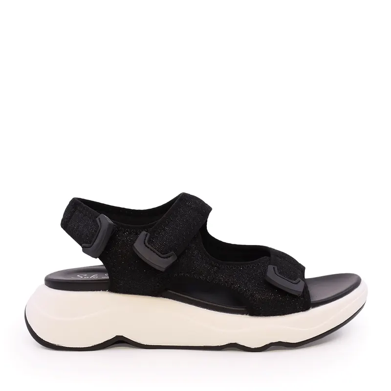 Sandale cu linii sportive femei Solo Donna negre 2549DS9324N