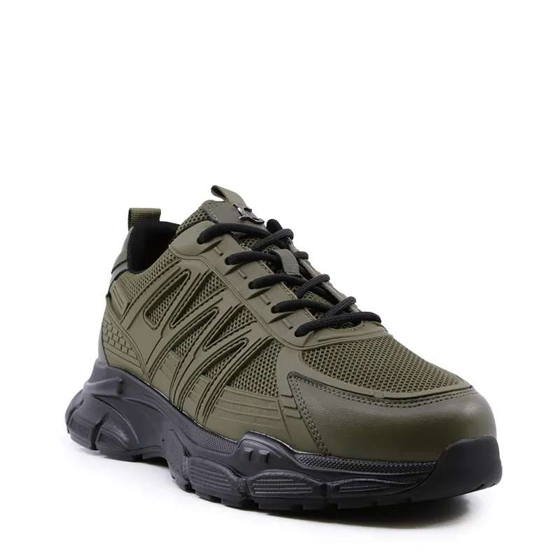 Sneakers de bărbați Luca di Gioia kaki din piele 3917BP780KA — imaginea 2