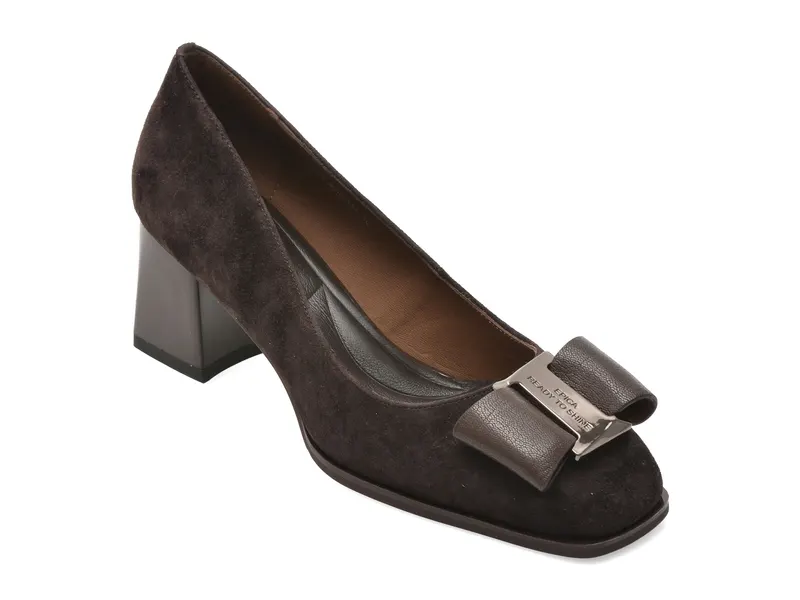 Pantofi eleganti EPICA maro, 763M6, din piele intoarsa