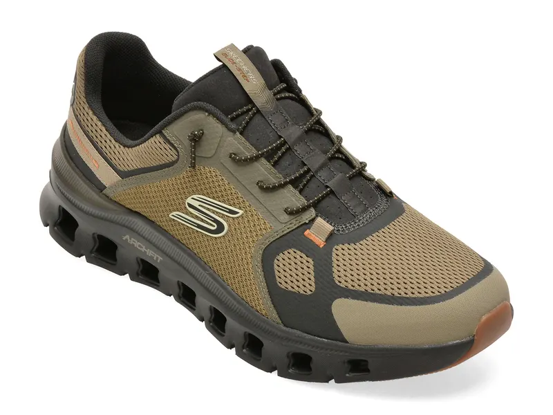 Pantofi sport SKECHERS kaki, ARCH FIT GLIDE-STEP PRO, din material textil
